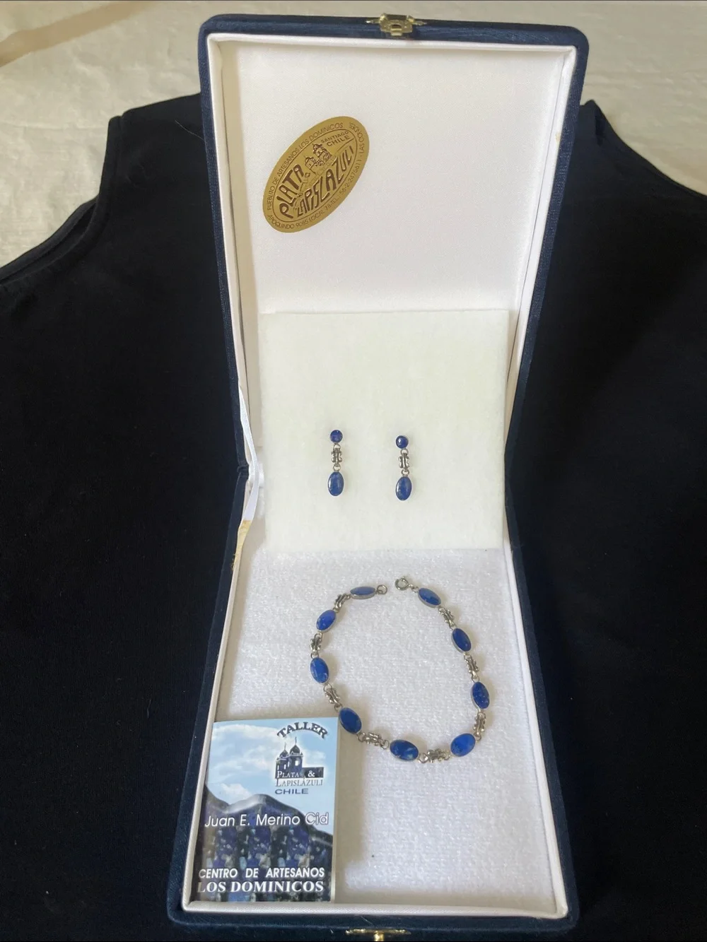 Blue Lapis lazuli Bracelet and Earrings Set